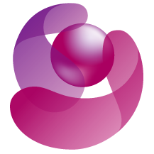 a purple and white logo