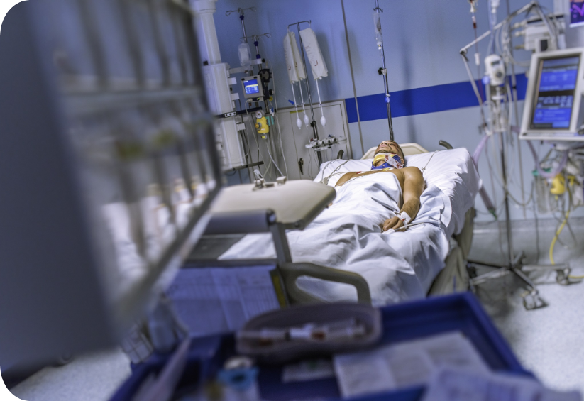 a person in a hospital bed